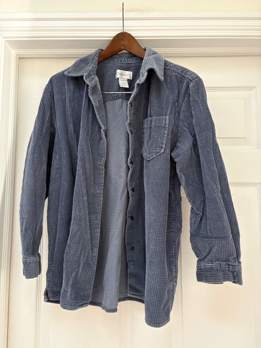 Chadwicks Men's Corduroy Button-Down Shirt Jacket in Slate Blue men’s large